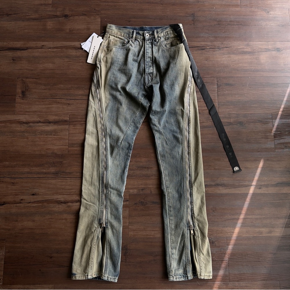 Rick Owens Drkshdw SS23 Mineral Pearl Bolan Banana Cut Jeans